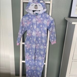 Cozy Kids Pajamas with Bear Hood - Purple and Pink